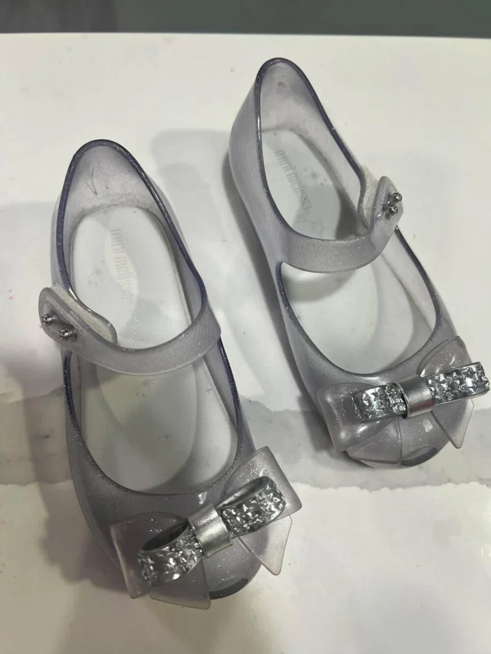 Mini Melissa Clear Glitter Bow Jelly Shoes Mary Jane Size 10 Toddler